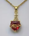 LNK653	Sacred Heart Red Gem Thorns Necklace Gold - Extreme Largeness Wholesale