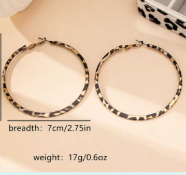 ER1154 Skinny Leopard Print Hoops