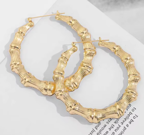 ER1236 Bamboo Hoops Gold