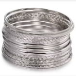 LBRC131	Bangle Stack Skinny Silver - 12 pcs - Extreme Largeness Wholesale