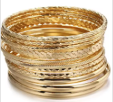 LBRC132	Bangle Stack Skinny Gold - 12 pcs - Extreme Largeness Wholesale