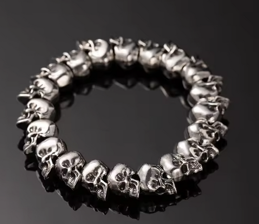 LBRC142 Skulls Silver Bracelet - Extreme Largeness Wholesale