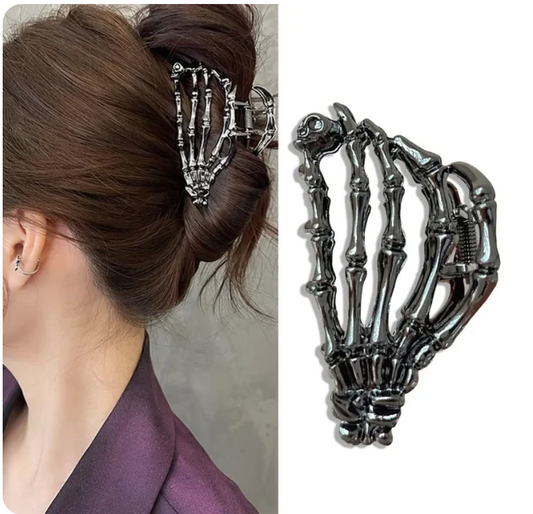 ACCS49 Hair Clip Skeleton Hand Black