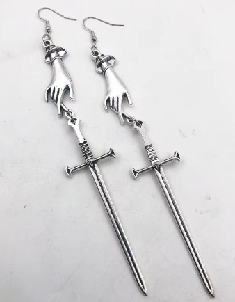 ER347 Hand & Sword Earrings