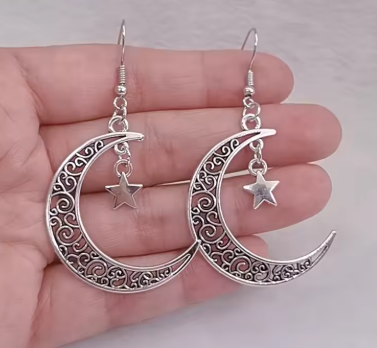 ER764 Filigree Moon Sun & Stars Earrings