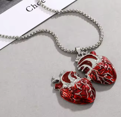 LNK379 Anatomical Heart Necklace