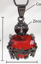 LNK657 Sacred Heart Red Gem Thorns Necklace Black