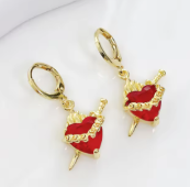 ER1214	Sacred Heart Gem & Sword Earrings