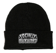 SOCIALLY AWKWARD PATCH BLACK BEANIE - PACK OF 3
