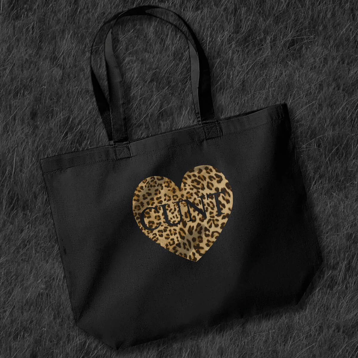 CUNT HEART X-LARGE BLACK TOTE BAG - Extreme Largeness Wholesale
