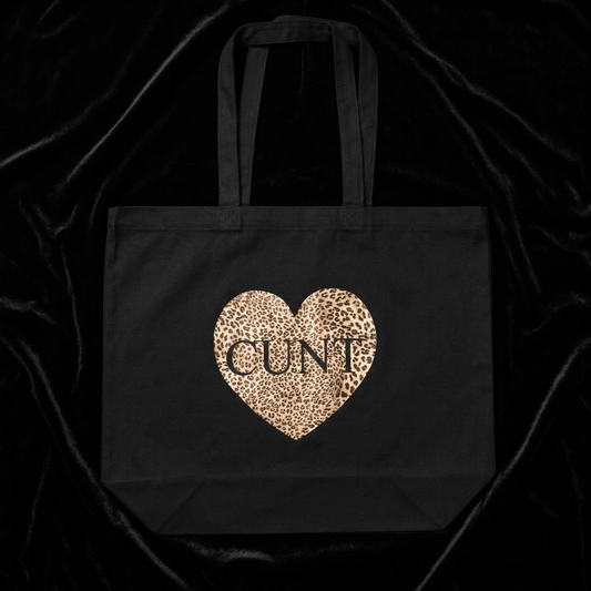 CUNT HEART X-LARGE BLACK TOTE BAG - Extreme Largeness Wholesale