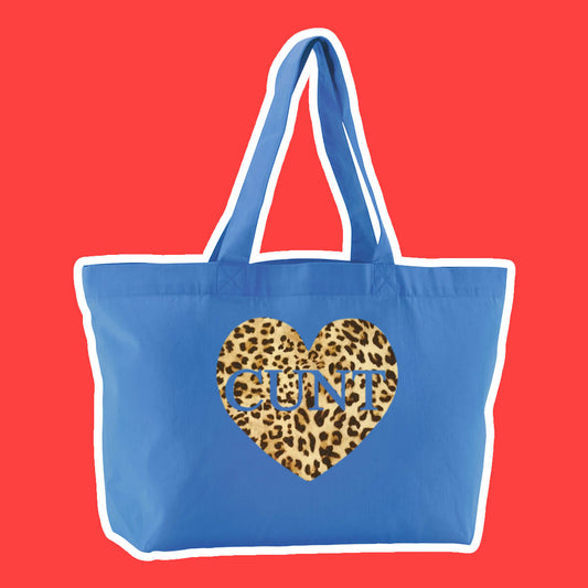 CUNT HEART OVERSIZED BLUE TOTE BAG - Extreme Largeness Wholesale