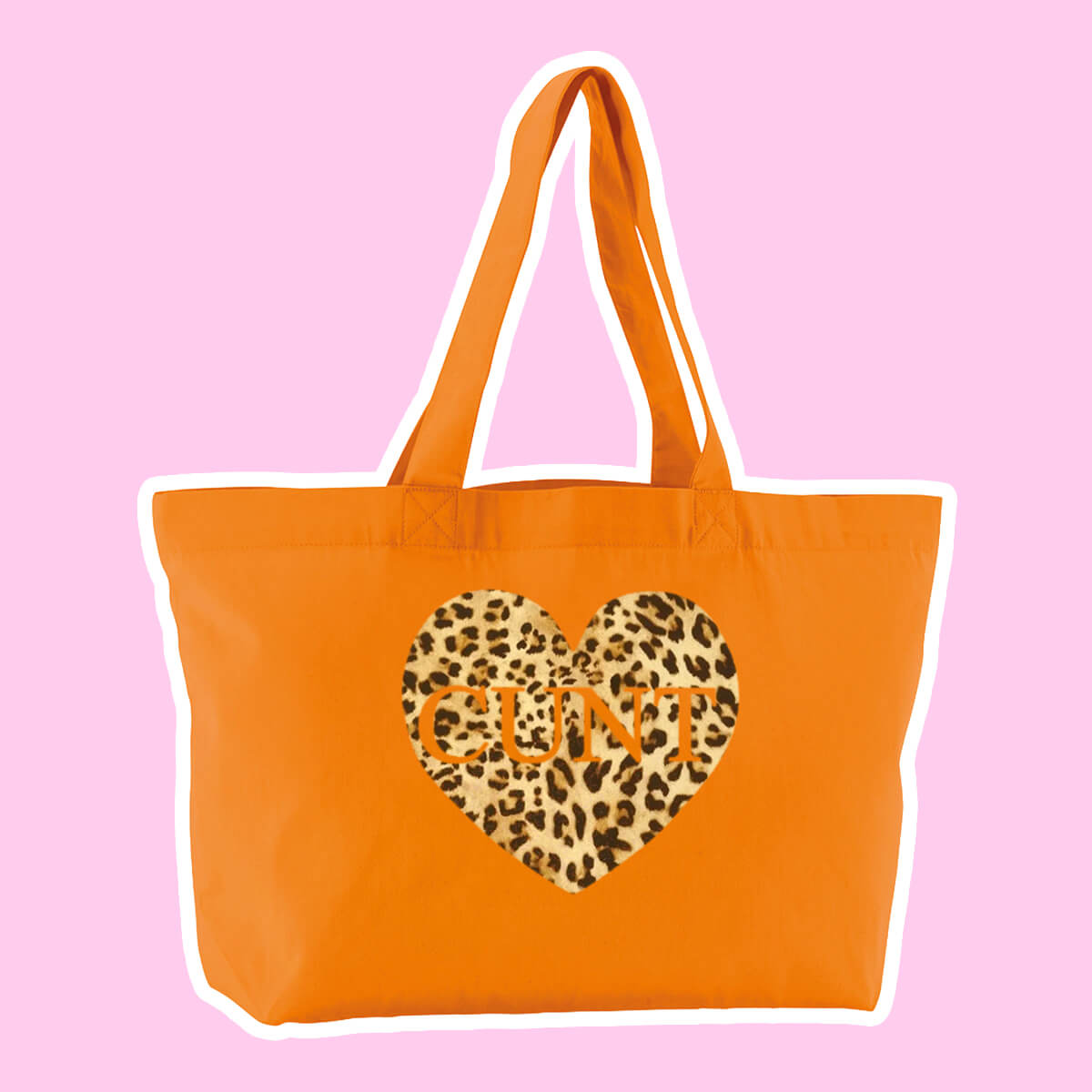 CUNT HEART OVERSIZED ORANGE TOTE BAG - Extreme Largeness Wholesale
