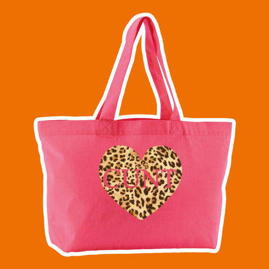 CUNT HEART OVERSIZED PINK TOTE BAG - Extreme Largeness Wholesale