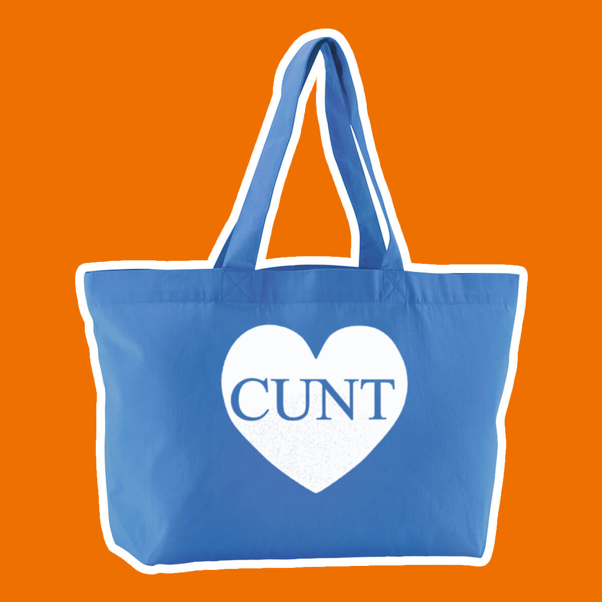 CUNT HEART OVERSIZED BLUE TOTE BAG - Extreme Largeness Wholesale
