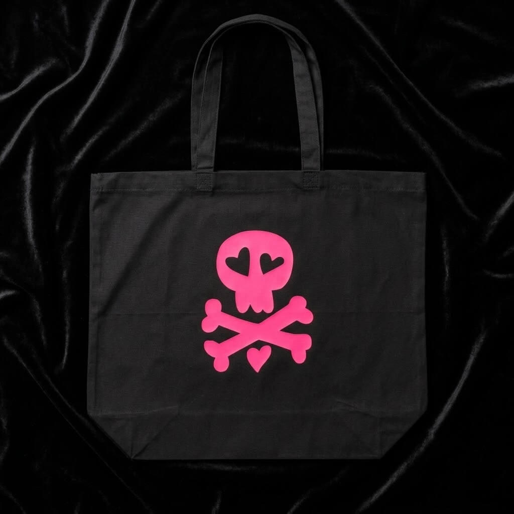 Cute Skull X-Large Black Tote Bag • Extreme Largeness Wholesale