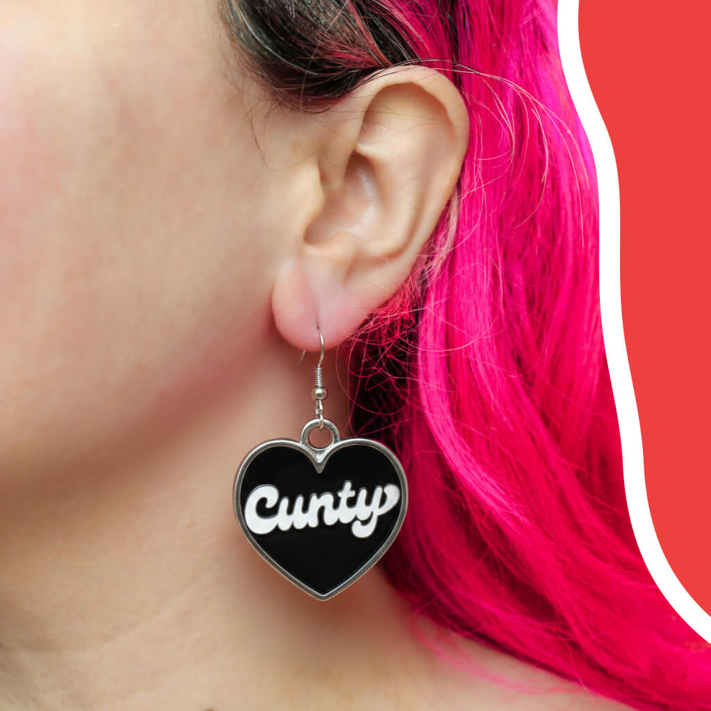 Cunty Black Heart Earrings • Extreme Largeness Wholesale
