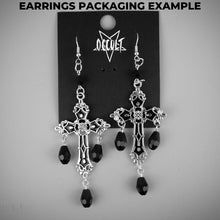 GOTHIC CROSS BLACK CRYSTALS EARRINGS - PACK OF 5