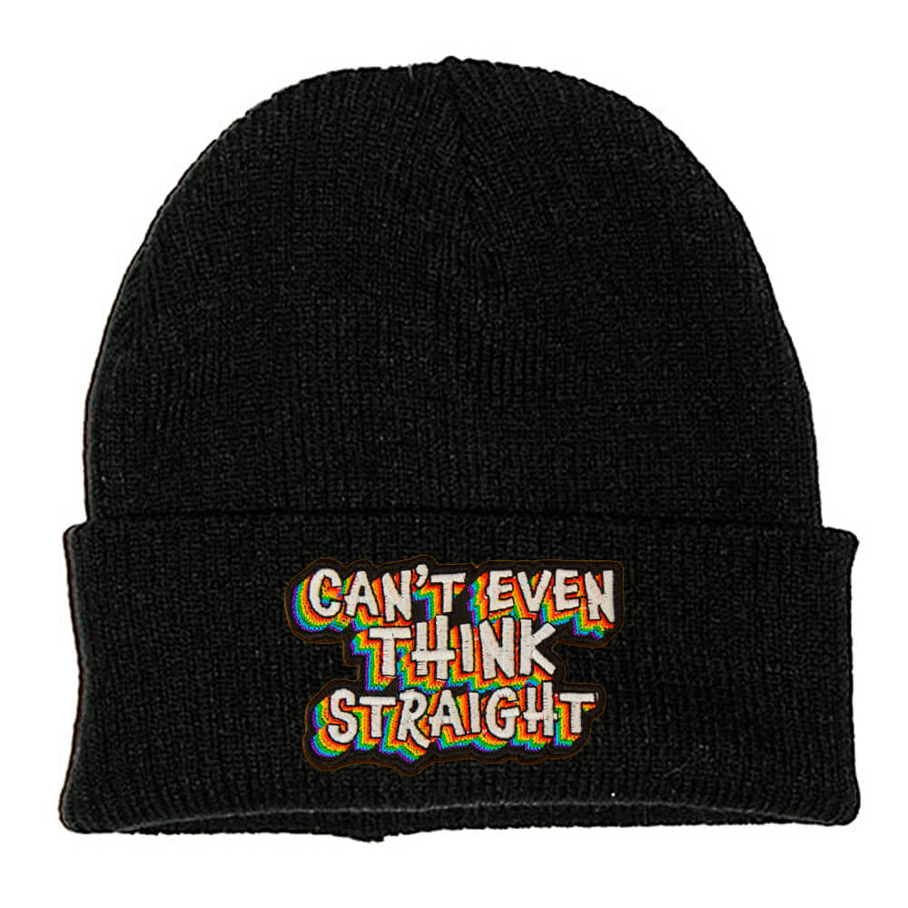 CAN'T EVEN THINK STRAIGHT PATCH BLACK BEANIE - PACK OF 3