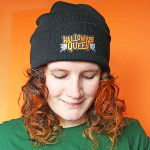 HALLOWEEN QUEEN PATCH BLACK BEANIE - PACK OF 3