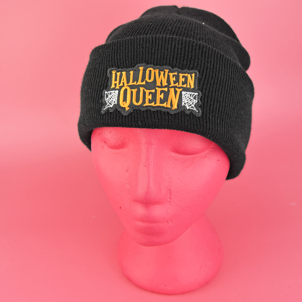 HALLOWEEN QUEEN PATCH BLACK BEANIE - PACK OF 3