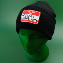 Hello I'm Wishing Patch Black Beanie | Extreme Largeness Wholesale