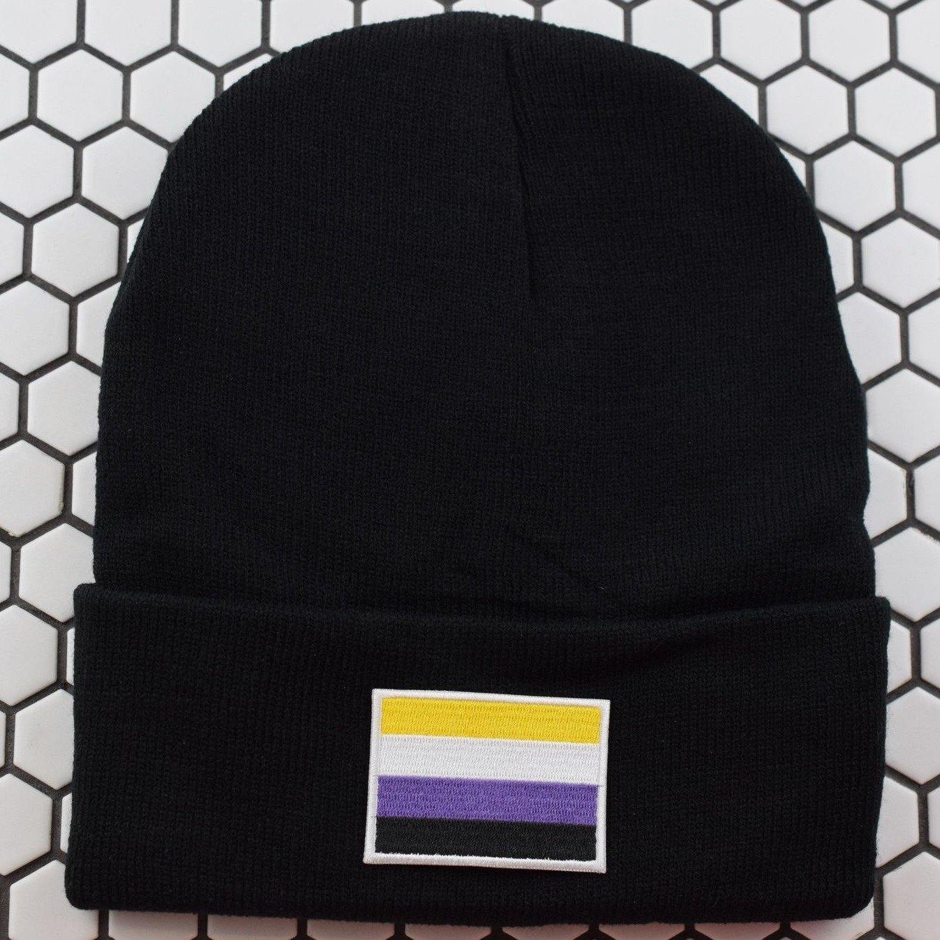 Non-Binary Flag Patch Beanie - Pack of 3 - Extreme Largeness Wholesale
