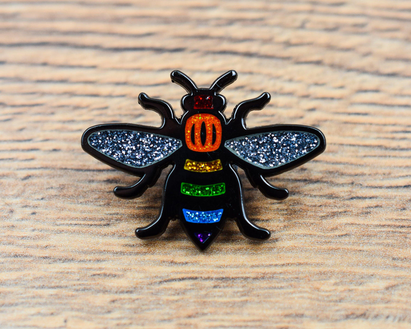 Glitter Rainbow Manchester Bee Pin | Extreme Largeness Wholesale